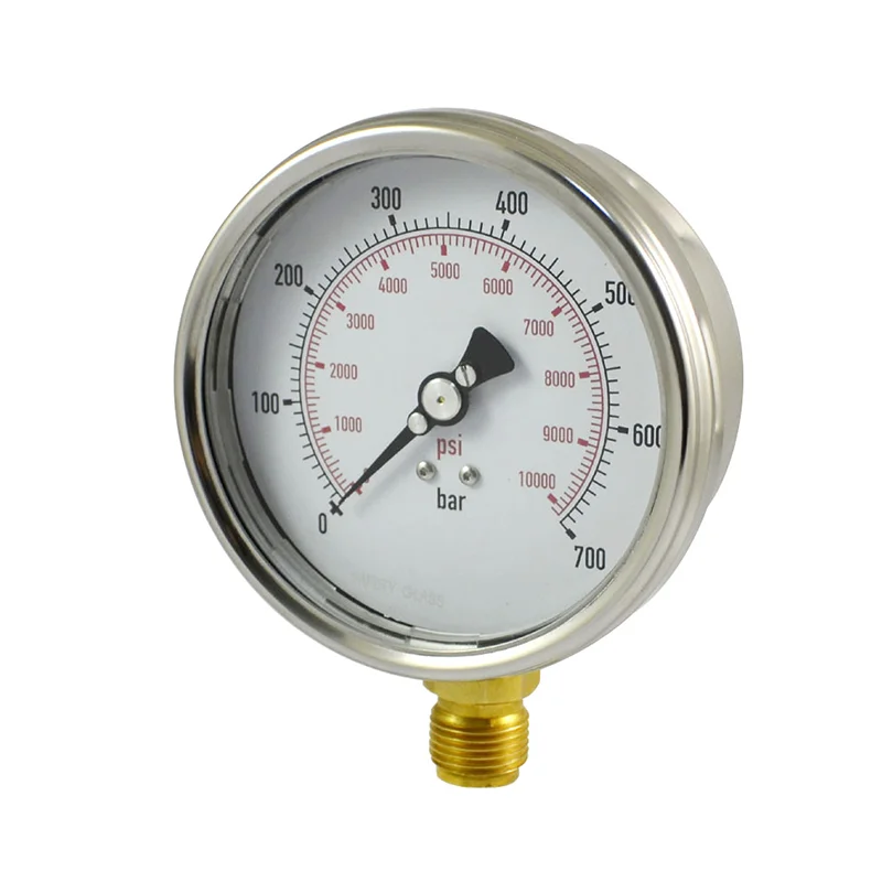 Oil Filled Hydraulic Pressure Gauge With Bayonet Ring